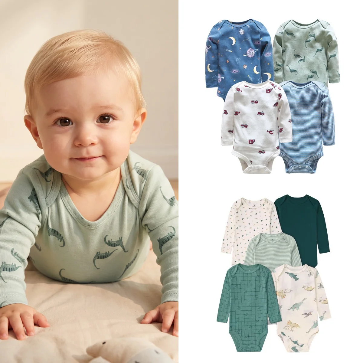 4/5 Pcs Baby Bodysuit Set for Newborns Cotton Romper Boys 0-24M Soft Long Sleeve Infant Daily Outfit Toddler Clothes