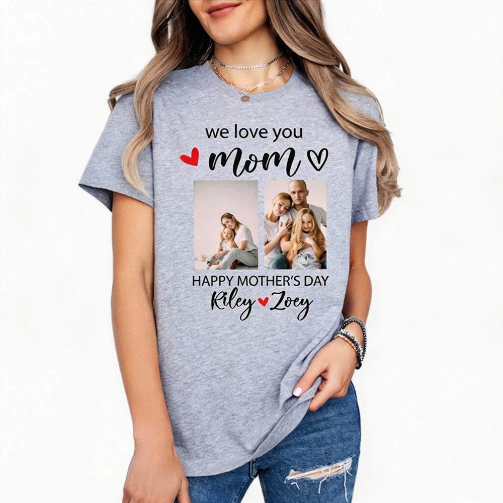 Custom Mom Photo Tshirt Text Happy Mothers Day Gift Shirt Personalized New Mom Tee Mom Birthday Gift First Mothers Day Present