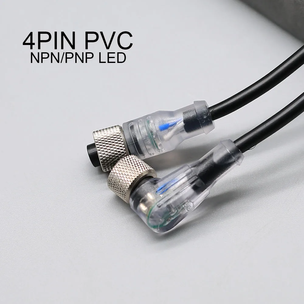 2m Line M12 4 5 Pins PVC LED IP67 Sensor Cable Connector Type A Socket Plug  Waterproof Male&Female Straight Angle Flange