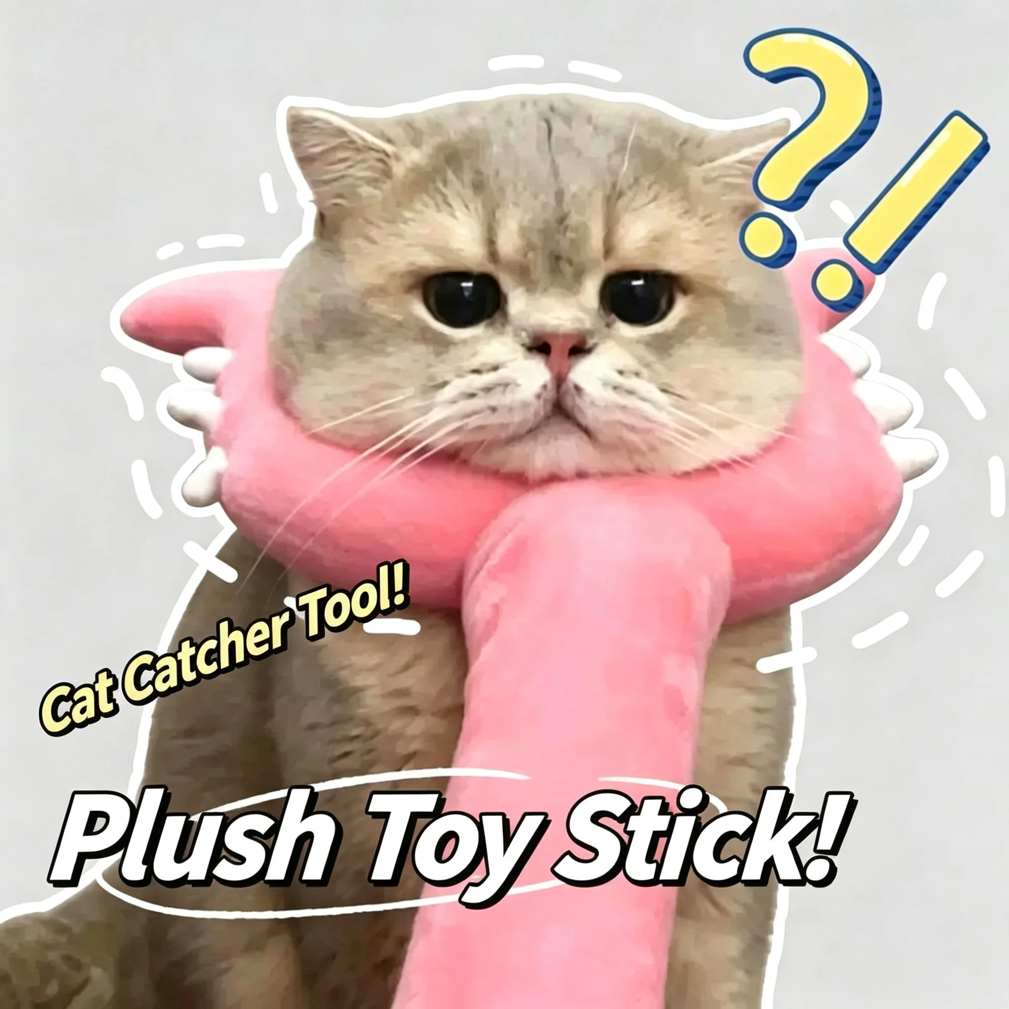 Cute Cartoon Plush Battle Stick Pet Interactive Teaser Toy Soft PP Cotton Blue Pink Dual Color Wand For Cats And Dogs Daily Play