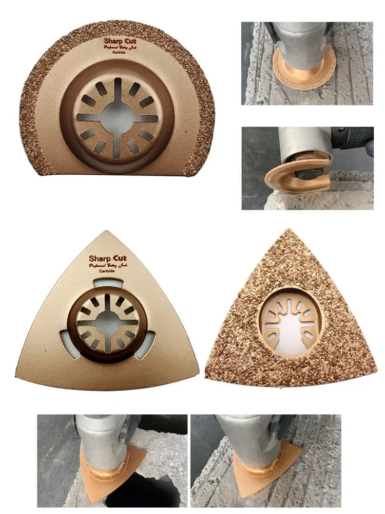 Multi Tool Carbide Grits Blades For Tile Grout Remove Tile Edge Eater Cutting Diamond Concrete Grinding Oscillating Saw Blade