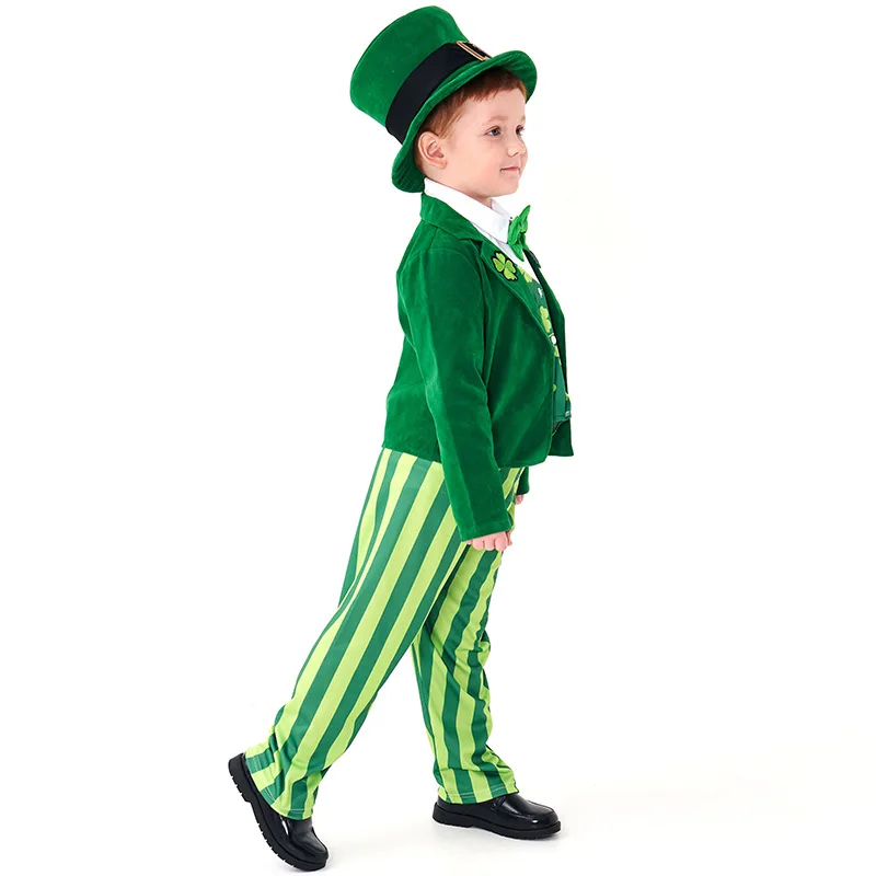 Halloween Costumes Irish Leprechaun Party Costume Green Clover Little Suit Dress Festive Play Costume