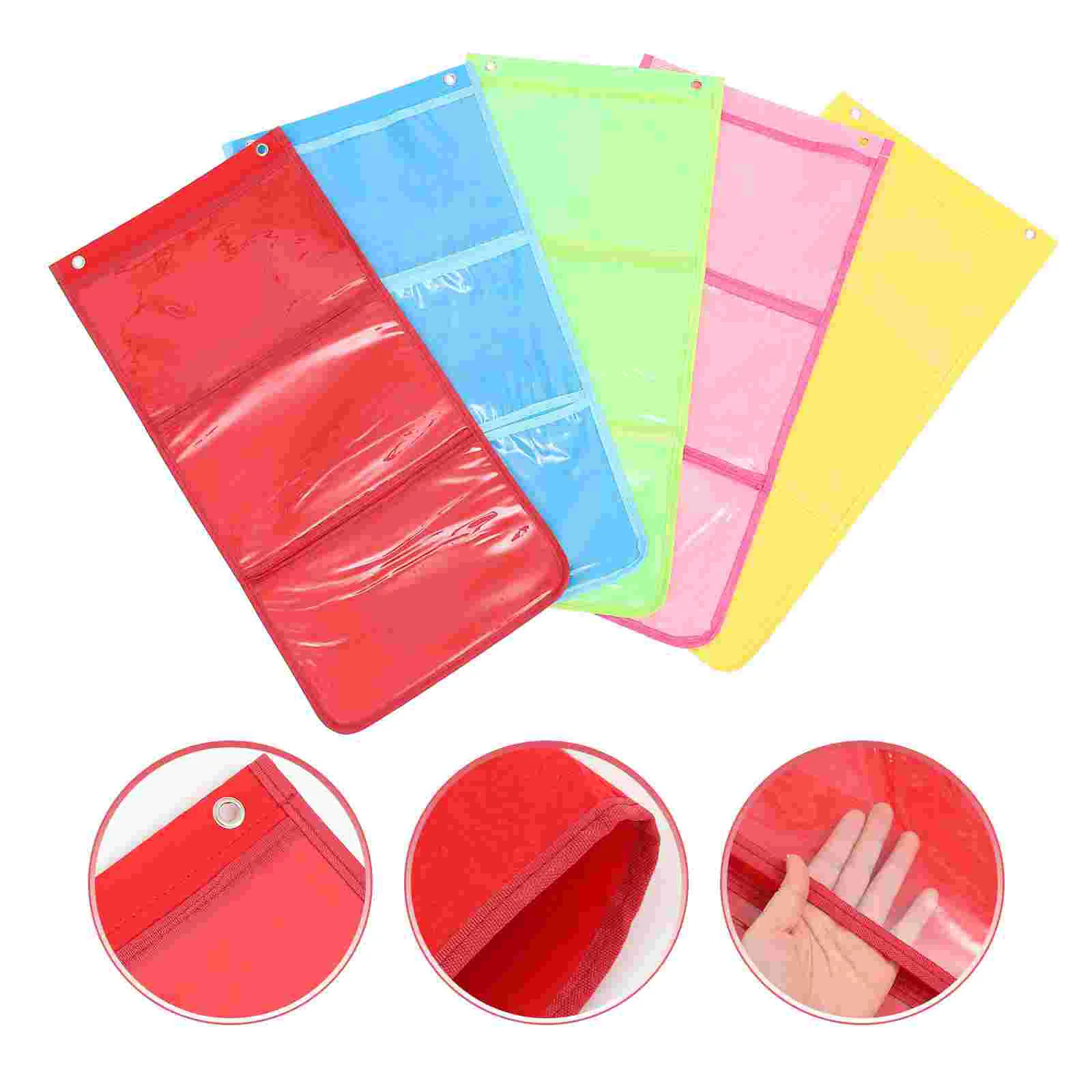 Kindergarten Display Hanging Bag Painting Work Storage A4 Transparent Classroom Book Wall 5pcs Door Bags