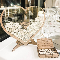 Wooden Love Signature Wedding Guest Book Alternative Boda Libro Decor-Drop Heart Guestbook Wood Heart Guest Drop Box Guest Book