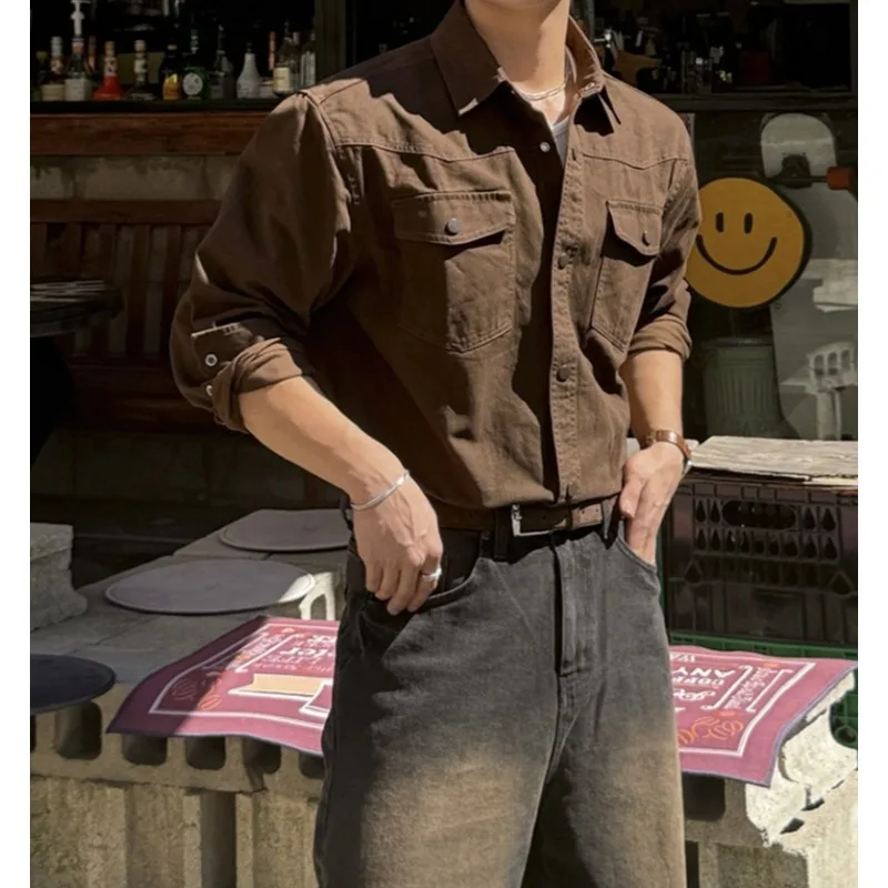 

2026 retro tooling long-sleeved shirt men's spring new casual shirt Korean commuter jacket