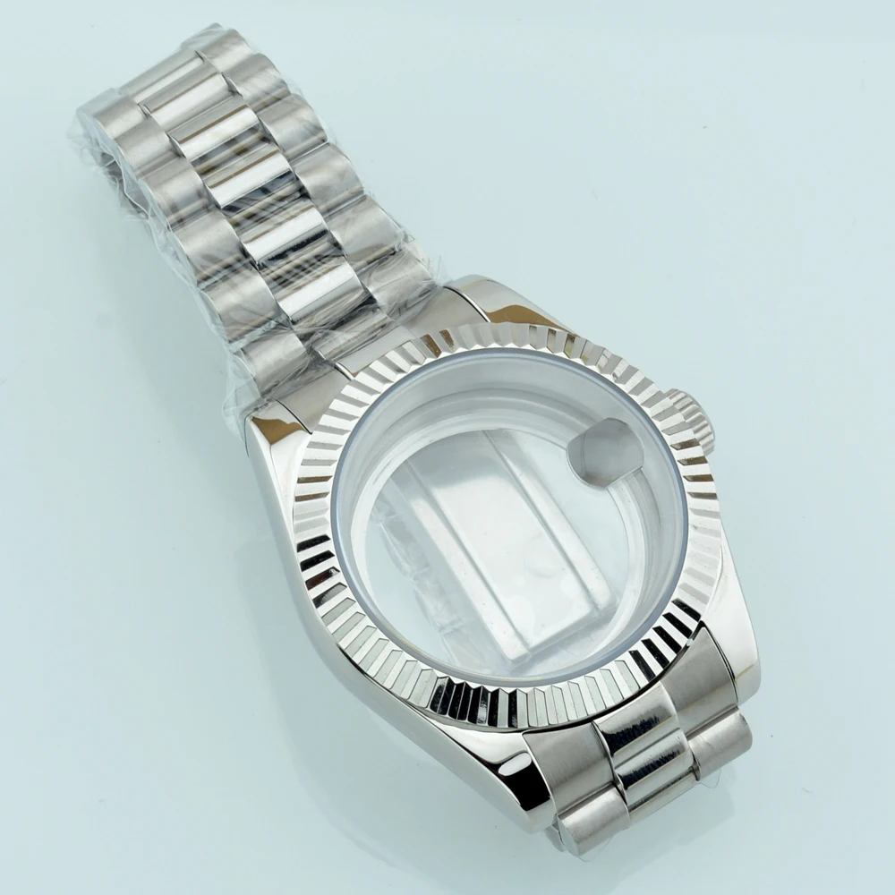DEBERT 36MM/40MM Watch Case Fit NH34 NH35 NH36 PT5000 ETA2824 2836 Miyota 8215 8205 ST1612 Movement Presidential Bracelet Strap