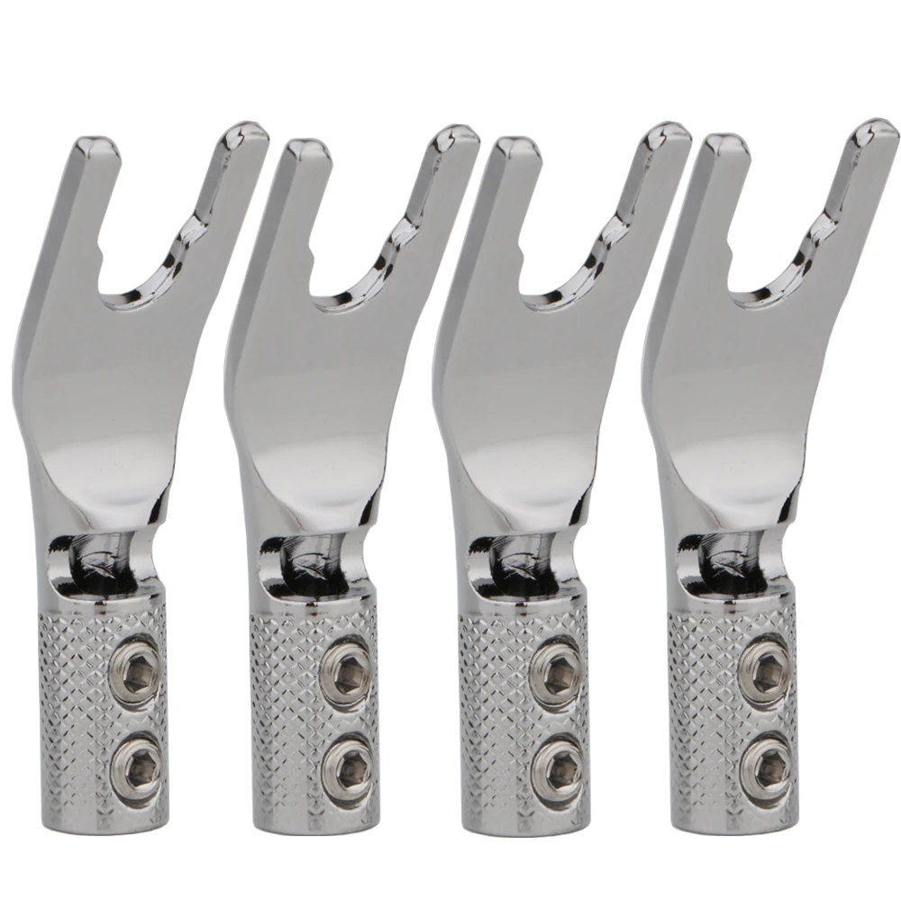 Y-Gabelstecker aus Messing, rhodiniert, für Lautsprecherkabel – Detail 12