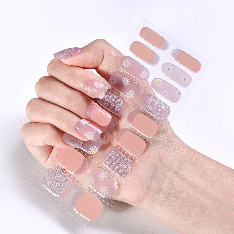 Semi-Uitgeharde Gel Nail Art Stickers Nagel Strips Patch Sliders Zelfklevende Volledige Cover Nail Art Stickers Uv Lamp Nodig Gel Nail Wraps