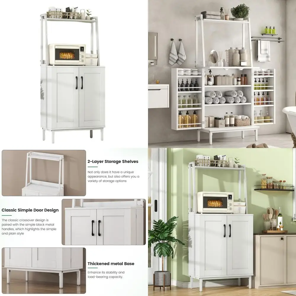 

Белый кухонный шкаф-кладовка с регулируемыми полками, шкаф для хранения для кухни и столовой