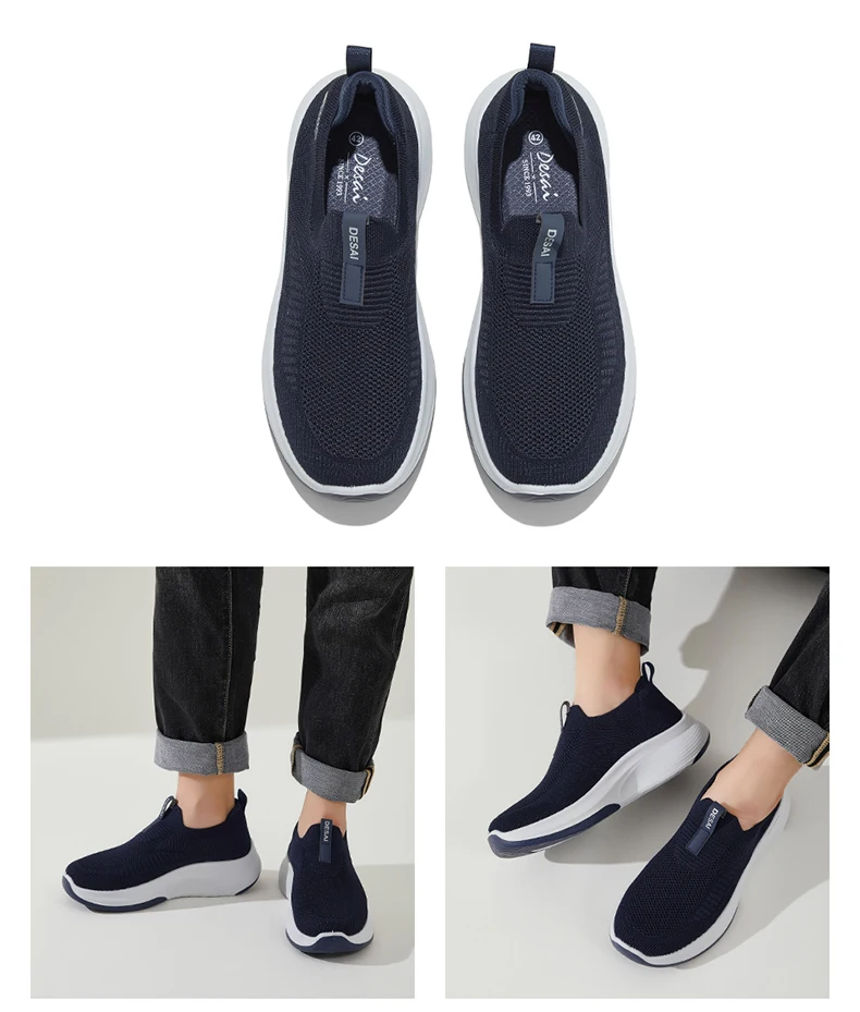 Desai Herren Hands-Free Slip-On Mesh Walkingschuhe, Atmungsaktive Leichte Bequeme Freizeitsneaker, Vielseitige Schuhe für Herbstmode – Detail 9