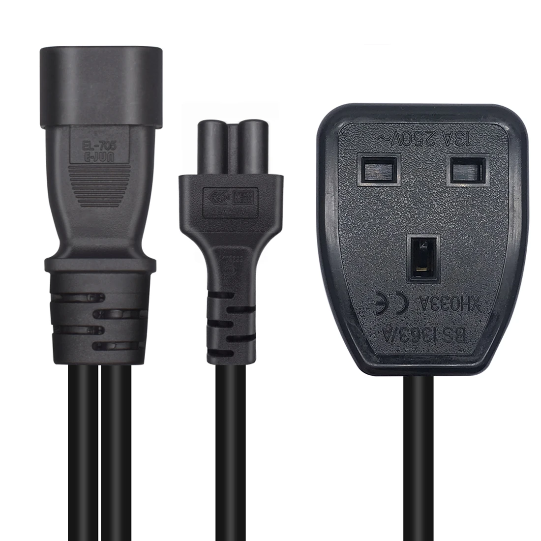 JORINDO C14 TO C5 + UK ซ็อกเก็ต Y Splitter ปลั๊กไฟสายไฟ, IEC320 C14 อังกฤษซ็อกเก็ตและ C5 3 หลุมสายแปลงไฟ