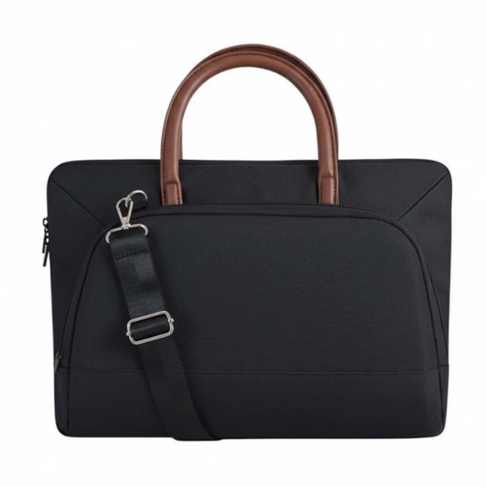 Shoulder Strap Business Laptop Bag with Handle Briefcase Portable Laptop Bags Simple Solid Color Laptop Shoulder Bag