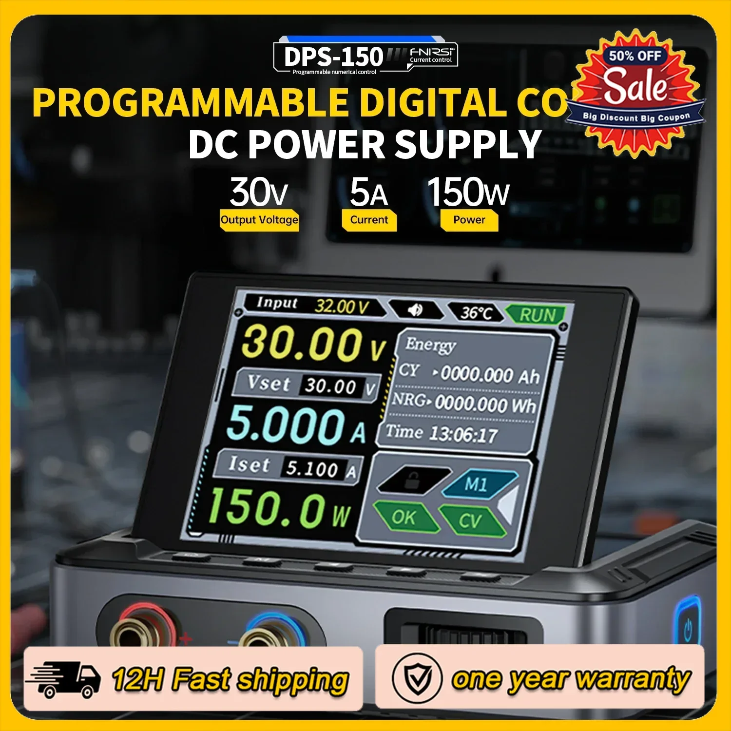 

DPS-150 FNIRSI CNC DC Регулируемый источник питания со стабилизированным напряжением Высокая мощность 150 Вт Портативный источник питания 30V5A с верхним компьютером