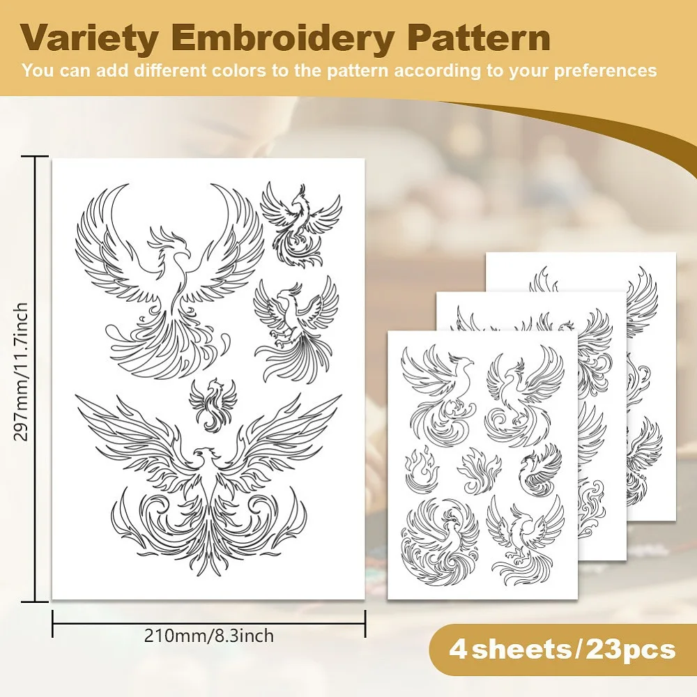23Pcs Phoenix Water Soluble Hand Sewing Stabilizers 8.3