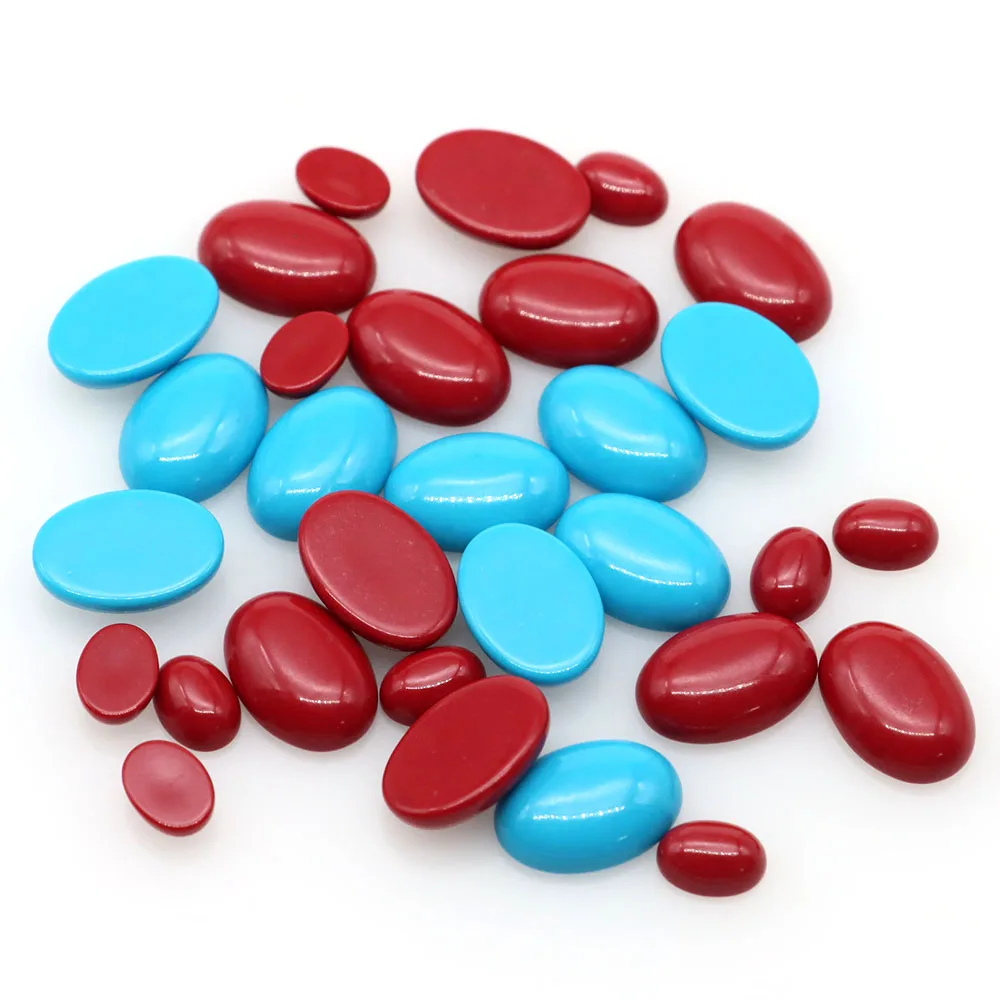 10pcs/lot Turquoise Natural Stone Oval Cabochon Beads Flat Back Cab Cameo for DIY Ring Pendant Necklace Jewelry Making Accessory