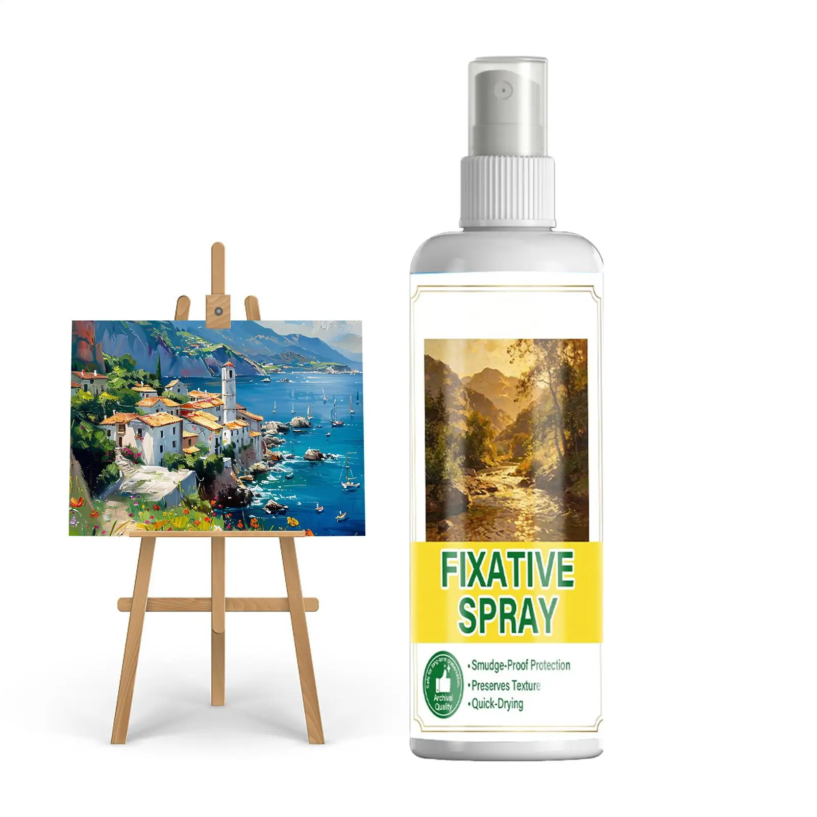 Fixative Spray 120ml Quick Drying Smuge-Proof Coating Artwork Spray Fixative for Painting Crafts Art Wallpaper Acrylics Gouache