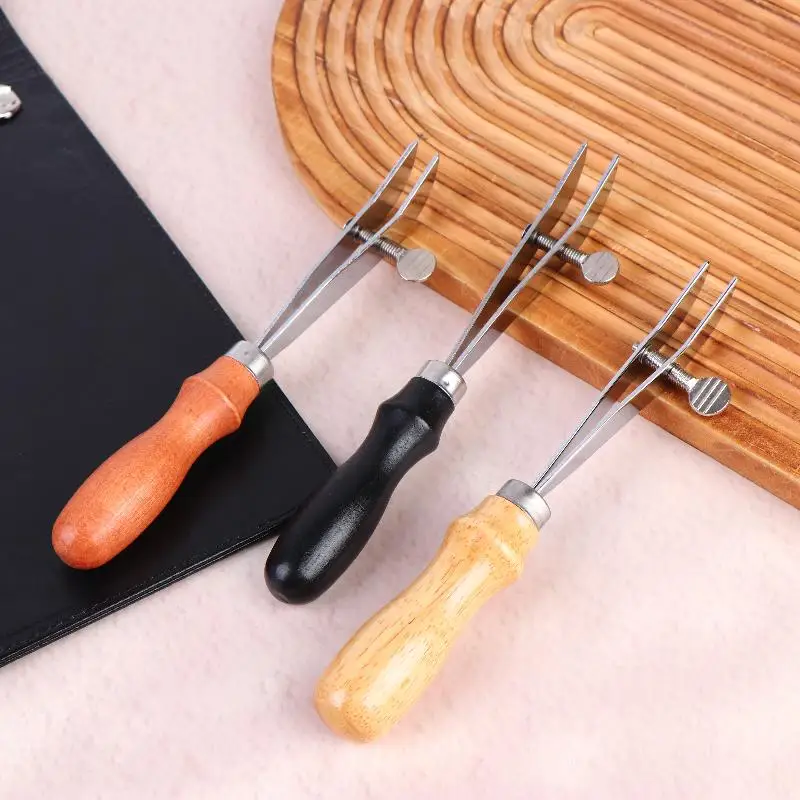 0 to 10mm Adjustable Leather Edger Wooden Handle Creaser Reliable Leatherwork Tool for Finishing Edges on DIY Projects