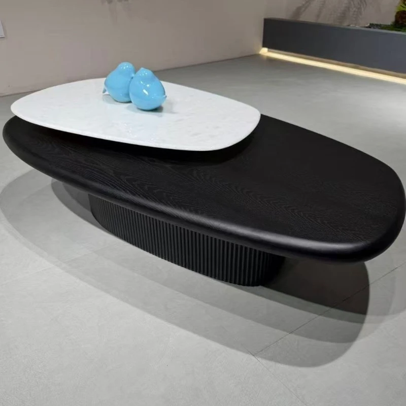 Italian natural marble special-shaped coffee table rotating marble countertop black medieval compound creative coffee table