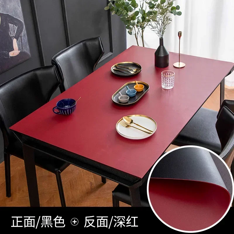 Solid color soft stretch leather table cloth Waterproof oil-proof heat-resistant coffee table mat party table deco cover custom