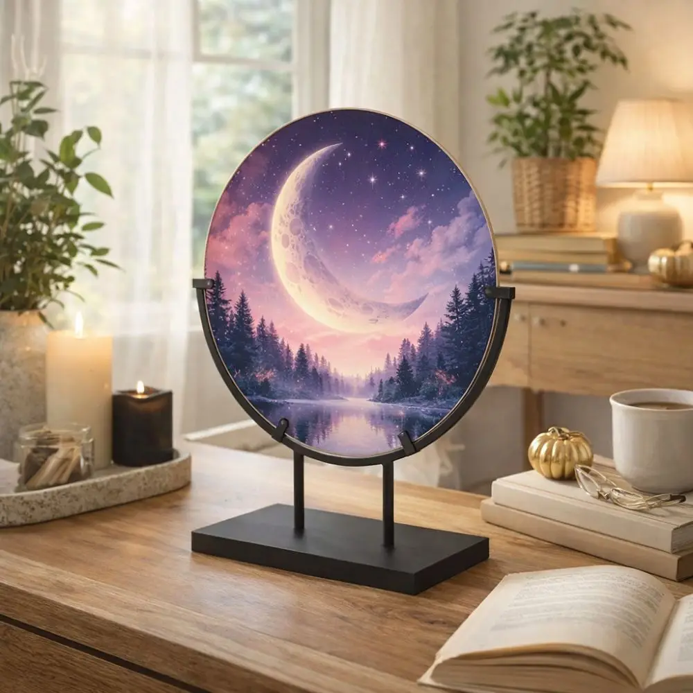 Iron Metal Easel Stands with Base Wear-resistant Round Display Rack Collection Fused Glass Art Platter Photo Stands