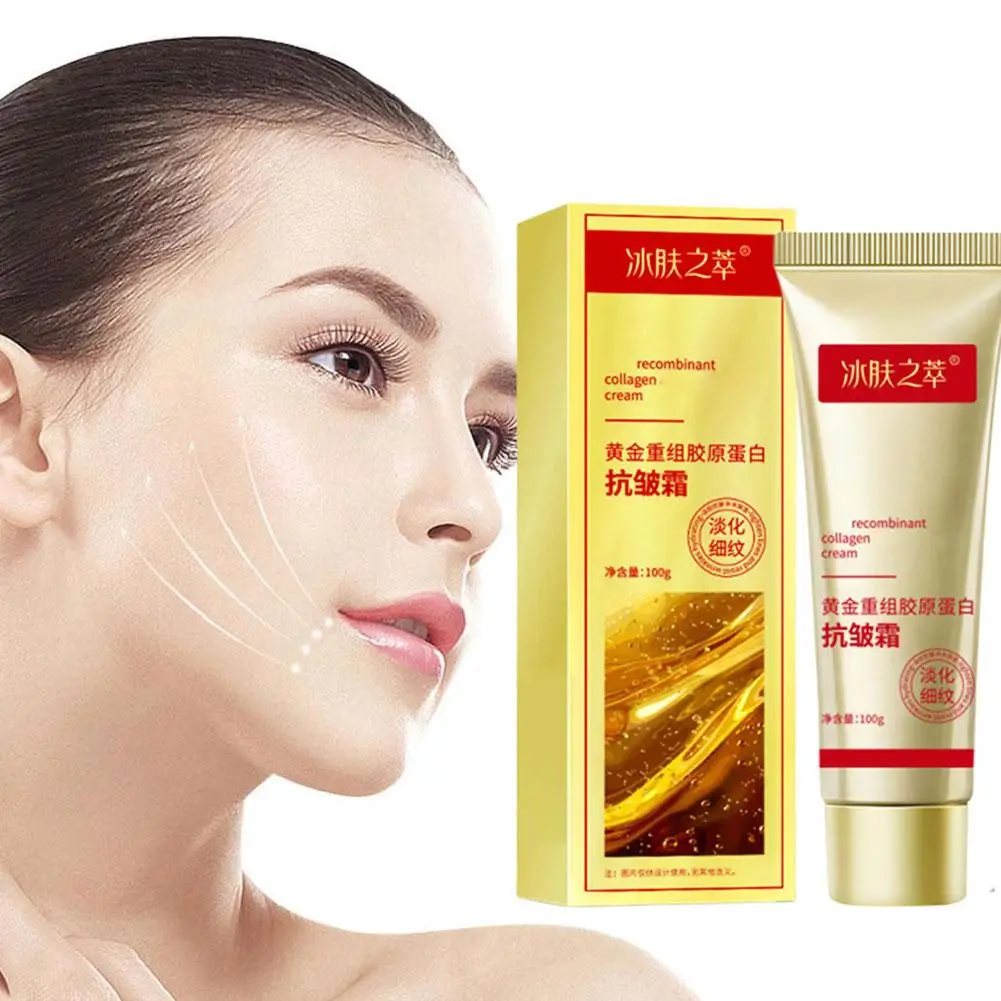 

100g Gold Collagen Anti Wrinkle Cream Facial Tightening Fade Moisturizing Lines Products Skin Facial Care Facial Fine L5V4