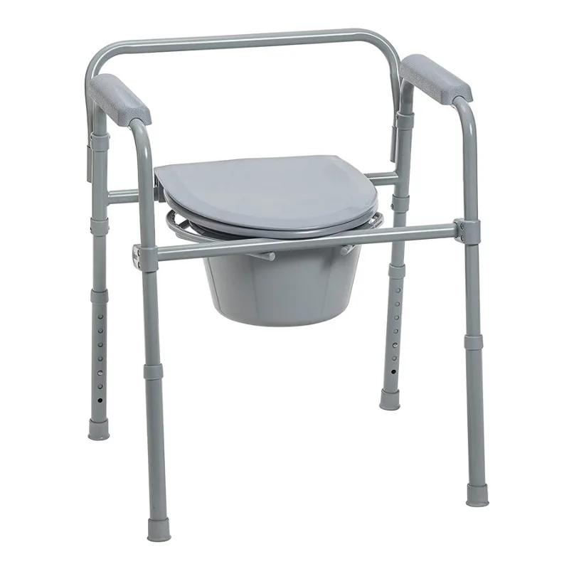 Silla cómoda móvil de alta resistencia para personas mayores, asiento de inodoro de ducha plegable con respaldo y reposabrazos, soporte de baño seguro