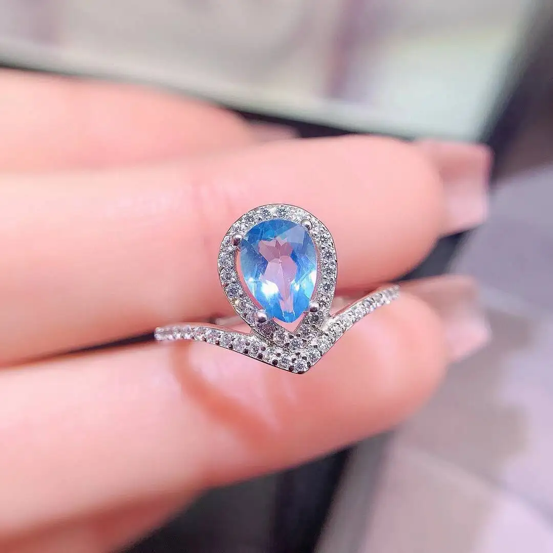 

KJJEAXCMY New style Jewelry Natural Women's Topaz Ring 925 silver inlay Colorful and splendid Crystal pure fire flash explosion
