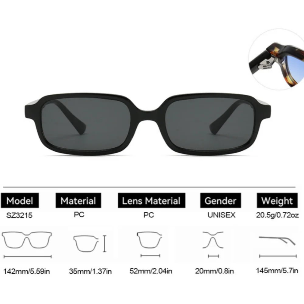 Fashion Rectangle Sunglasses Men Women Small Square Frame Glasses Trendy Eyewear Sunshade Beach Sun Glasses Car Goggles