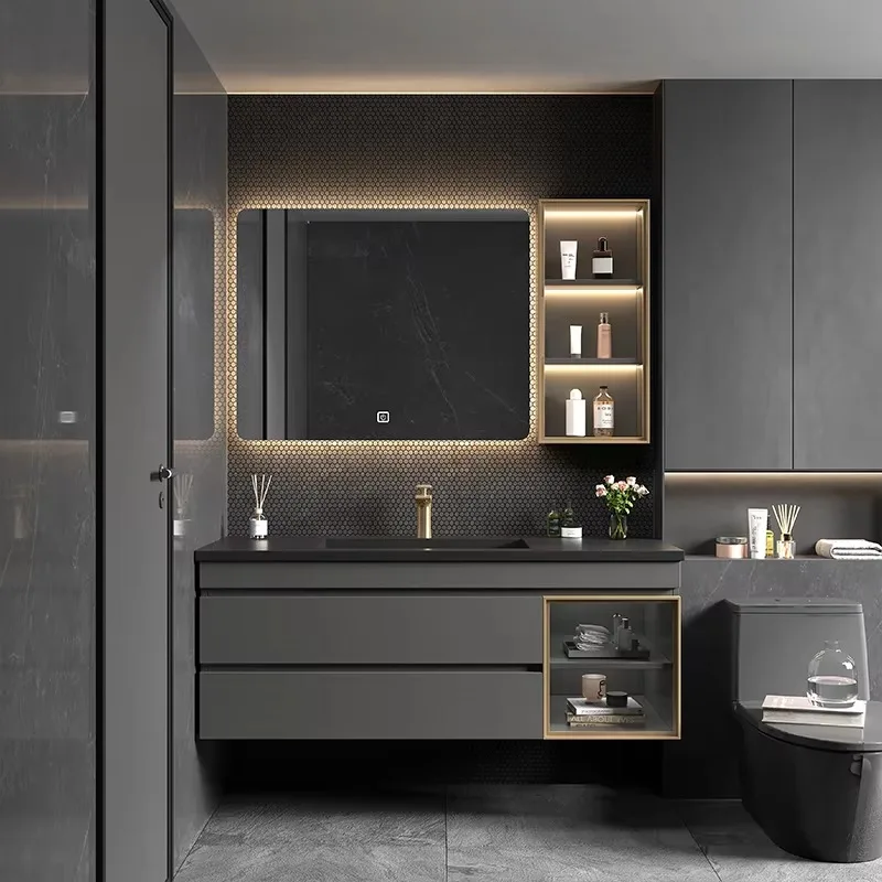 Classic Nordic Lighting Bathroom Cabinet Mirror Black Home Vanity Bathroom Cabinet Toilet Salle De Bain Armoire Furniture