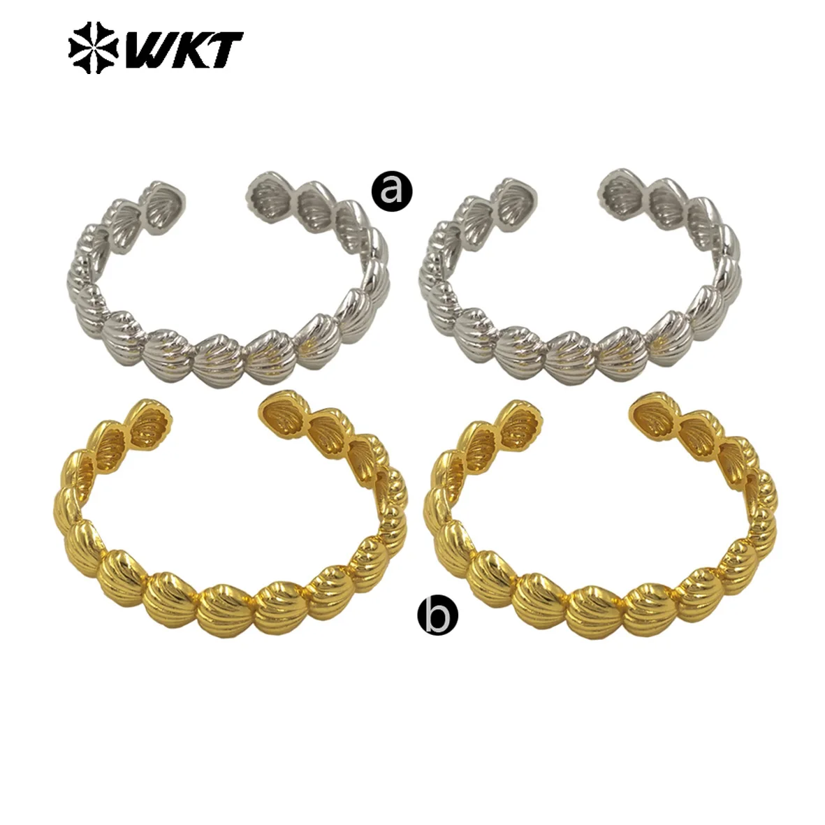 WT-JF355 Newest Shell Shape Cuff Bangle With Gold/ Silver Plated Metal Yellow Brass For Women Daily Jewelry Resist Tarnishable