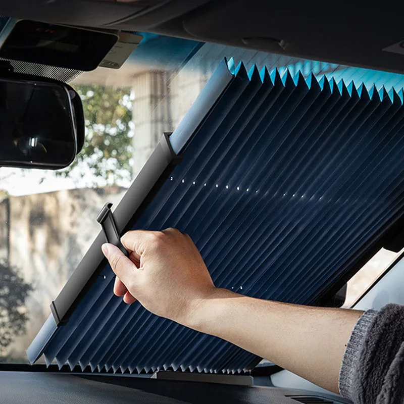 Car Retractable Thermal Insulation Sunshade Summer Auto Interior Automatic Folding Abat Vent Universal Vehicle Rear Sun-blinds