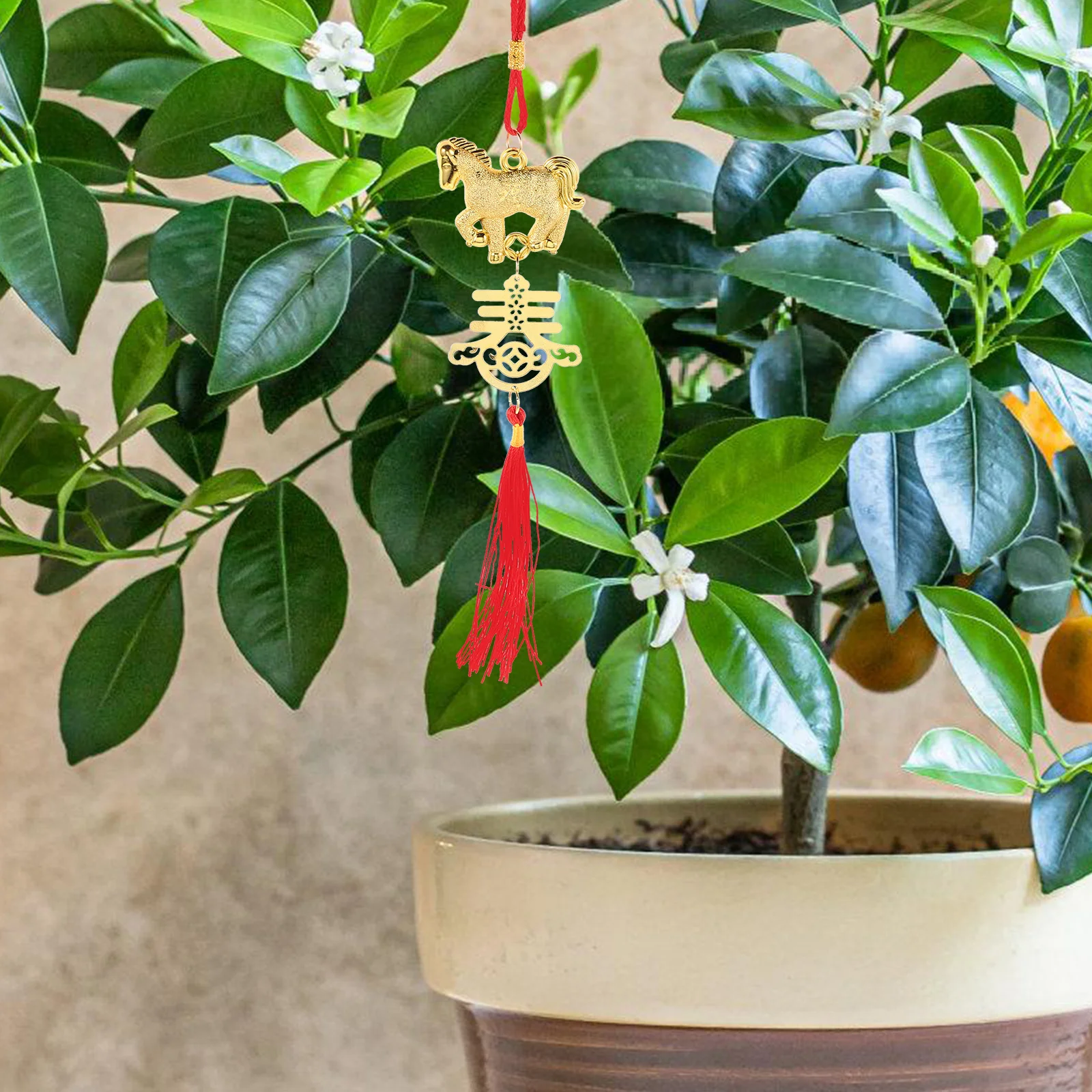 6 pezzi di capodanno cinese statua di cavallo ornamento appeso decorazione festiva albero pendente mini figurine ricchezza elegante