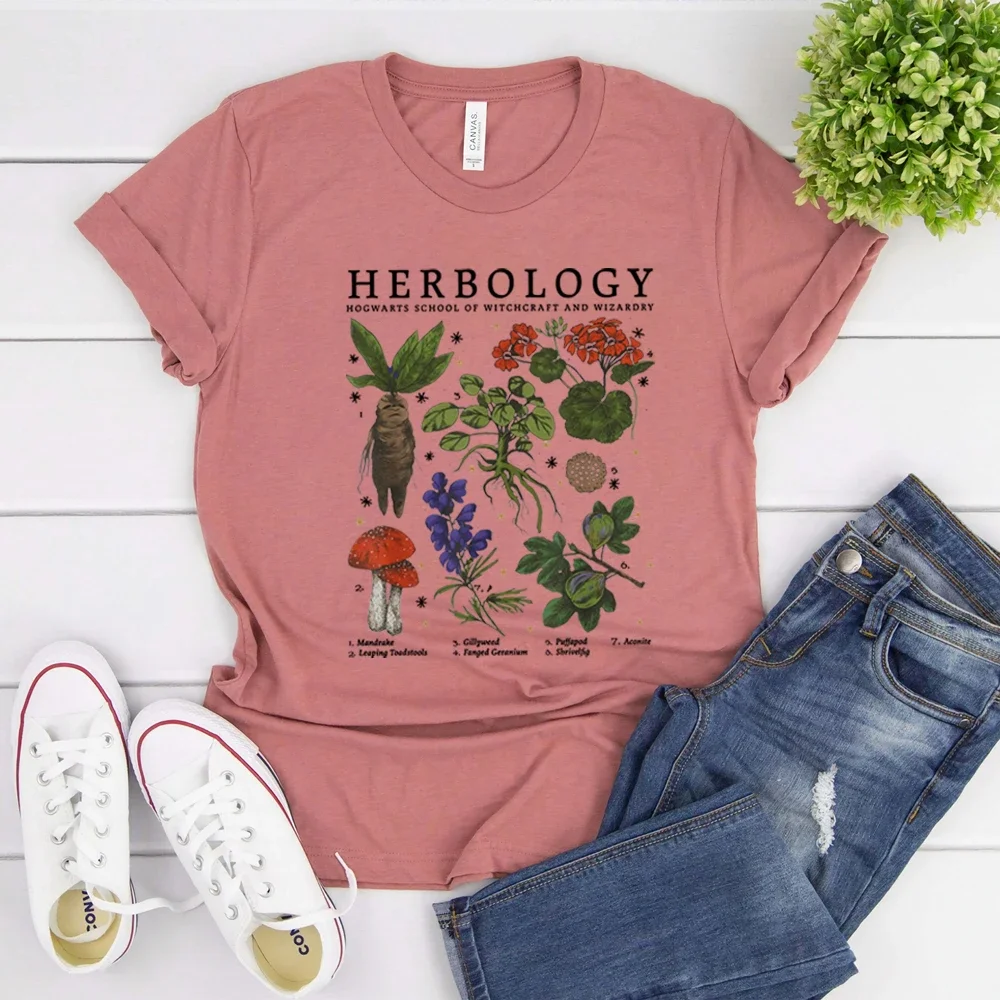 Herbology Plants T Shirt Magic Wizard Witchcraft School Shirt Unisex Short Sleeve Tees Plants Botanical Herbology Tee Wizard Top