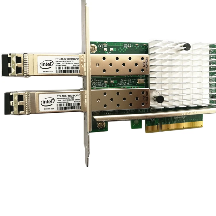 SFP+ X2 Server Adapter Intel 82599 Chipset X520 DA2 Compatible PCIe X8 10G Dual Port Optical Network Adapter Card