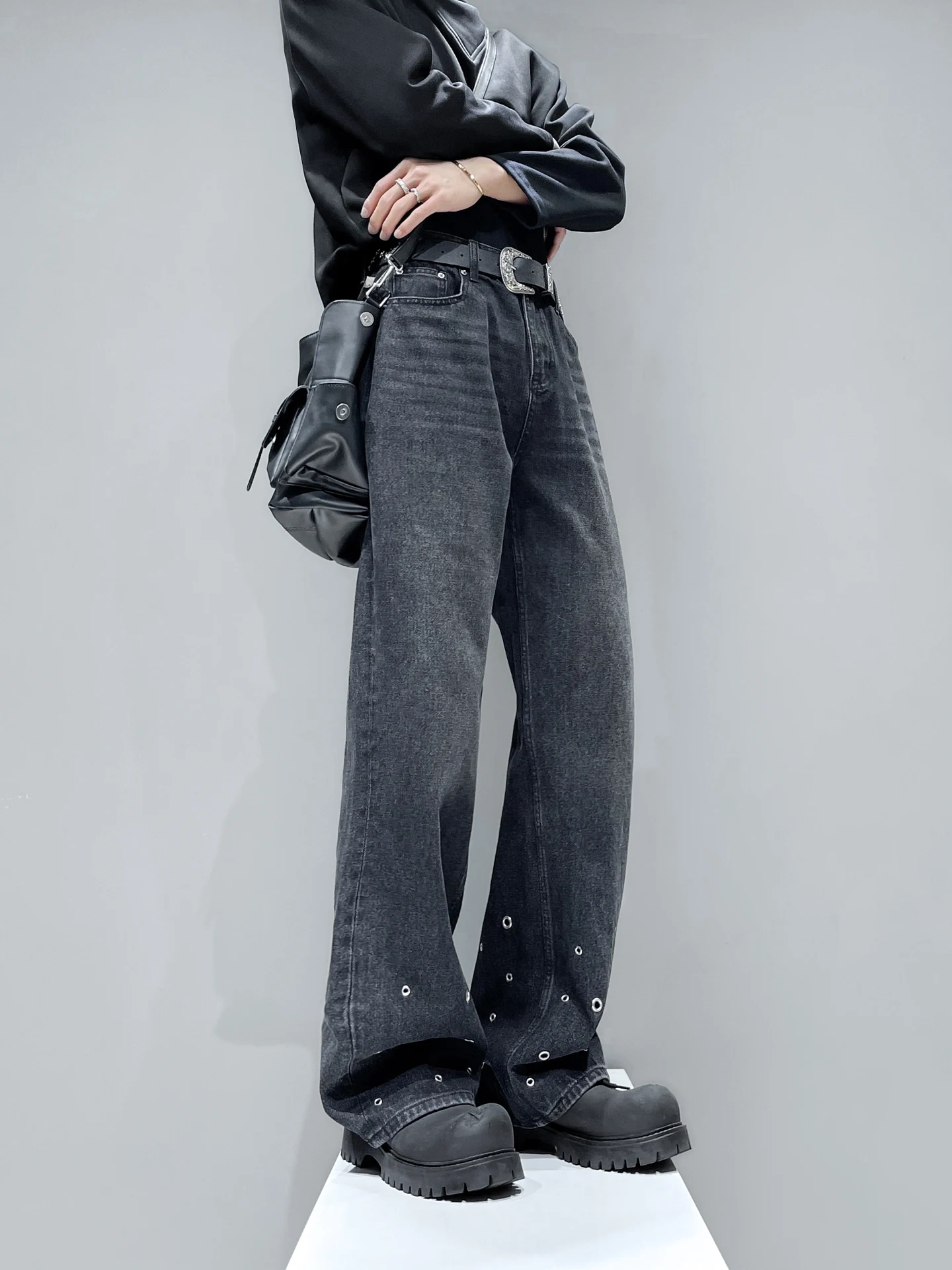 

Мужские джинсы Bla Waed: свободные, прямые, модные, длинные брюки, осенняя новинка, винтажные, с эффектом потертости