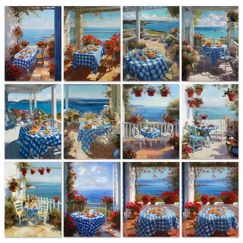 

GATYZTORY Coloring By Number Kits dining table Painting By Number Landsape DIY Frame Drawing On Canvas HandPainted Art Gift