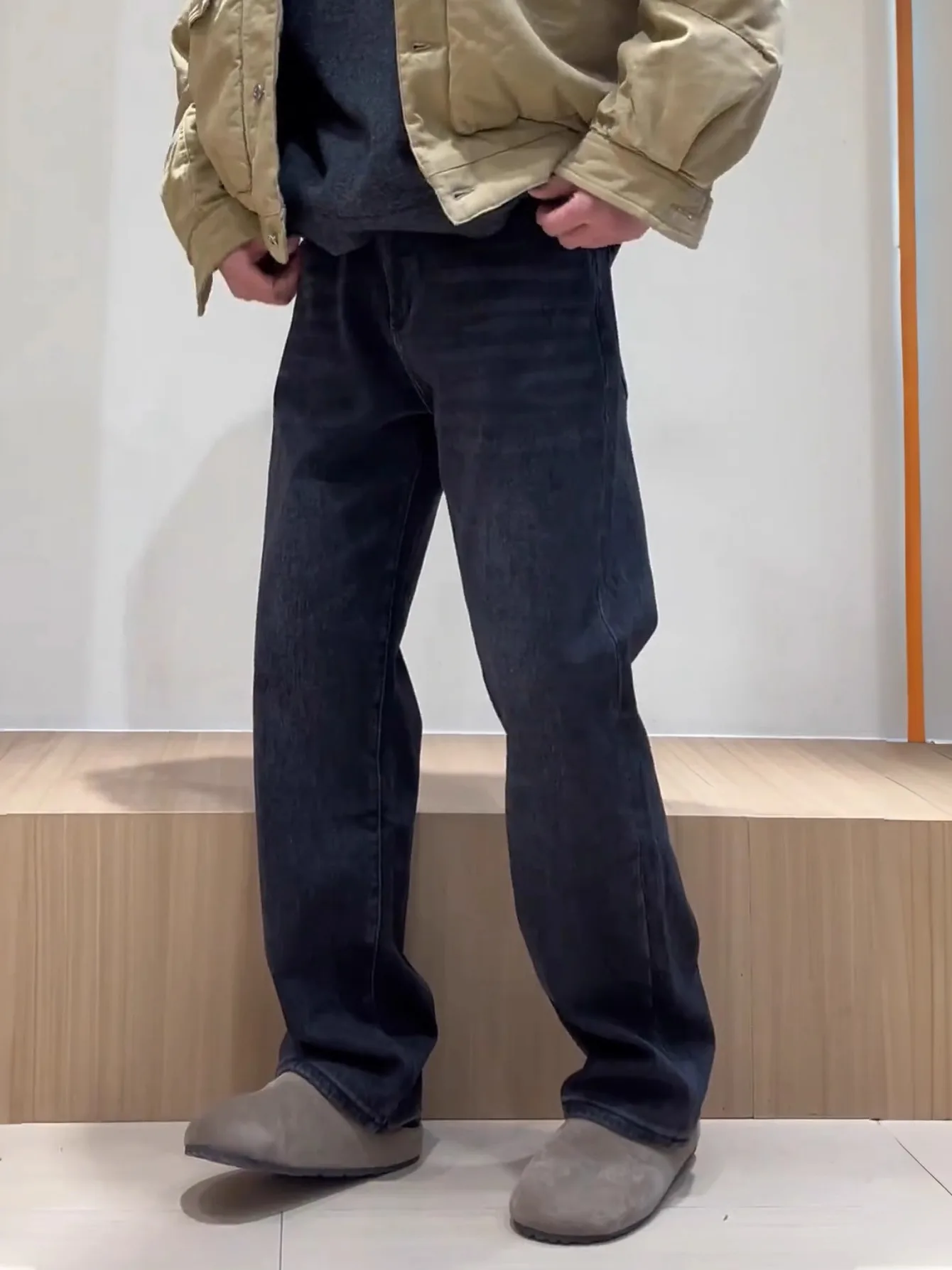 

Мужские джинсы на флисовой подкладке в стиле ретро для осени и зимы, повседневные, прямого кроя, теплые, облегающие, для отдыха