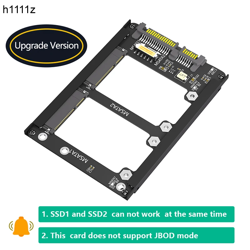 Casing logam Dual mSATA SSD ke 2.5 "SATA3.0 6Gbps kartu adaptor dengan soket kandang mSATA ke adaptor SATA Riser mSATA SSD Adapter