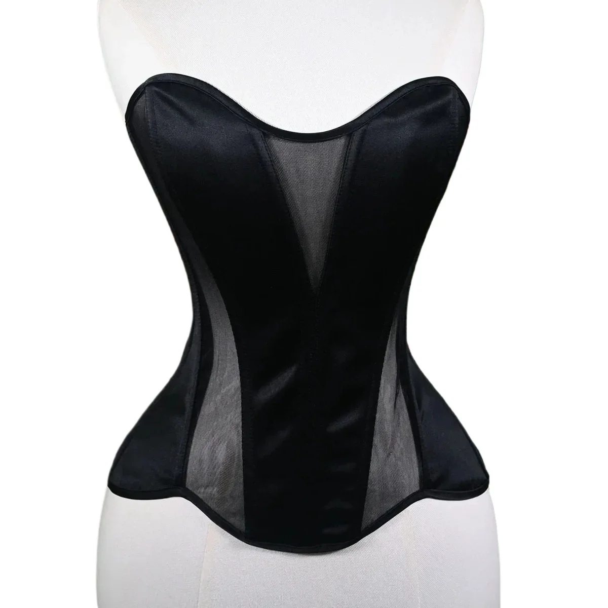 

Lace Up Women Tight Corset Bustier Overbust Tube Wedding Mesh Bodices Boned Shaping Tops Tummy Control Waist Slimmer