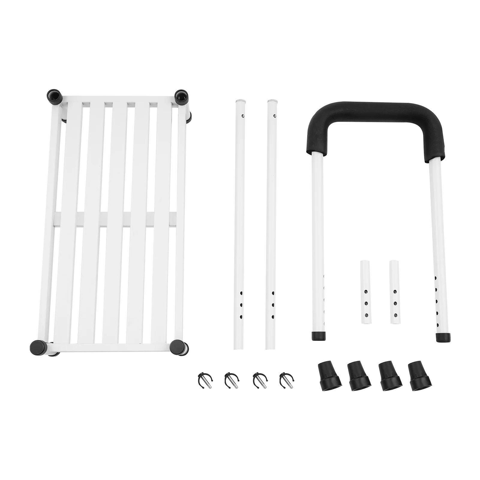 White Carbon Steel 99cm High One-step Bench with Adjustable Handrail Non-slip Stool Indoor Auxiliary Climbing Stool