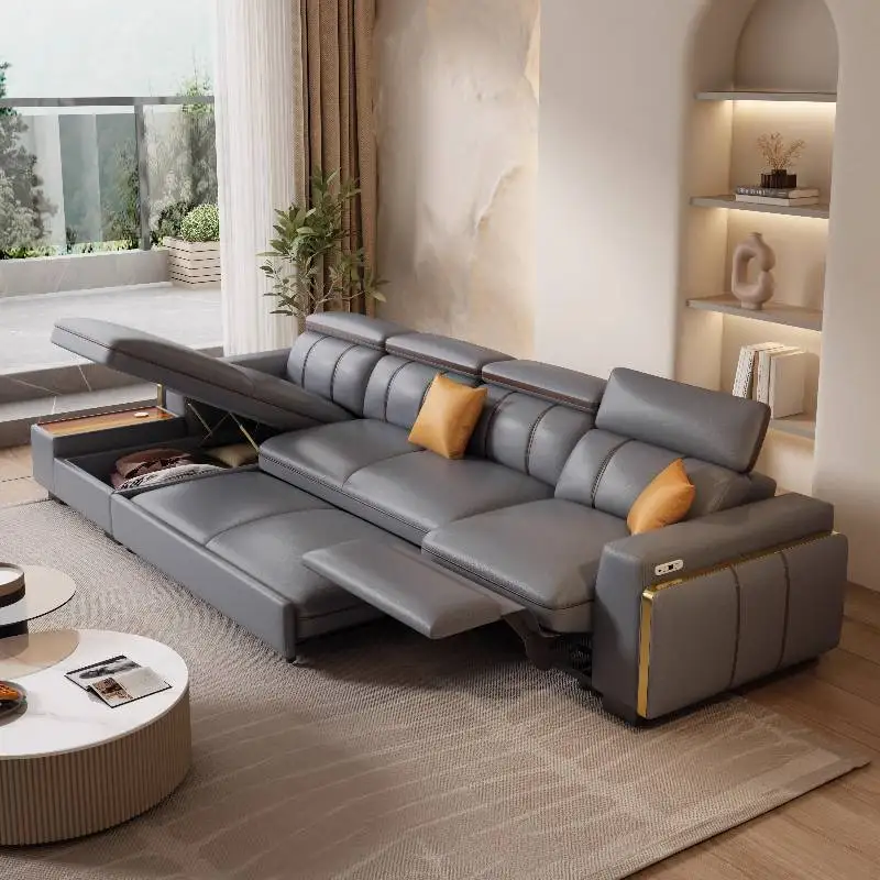 저장 공간이 있는 회색 전동 리클라이너 소파, 흰색 저렴한 고급 거실 소파, 싱글 모던 거실 가구