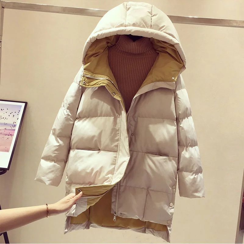 Doudoune à capuche mi-longue pour femme, manteau en coton épais, vêtements d'hiver, nouveau, 2023