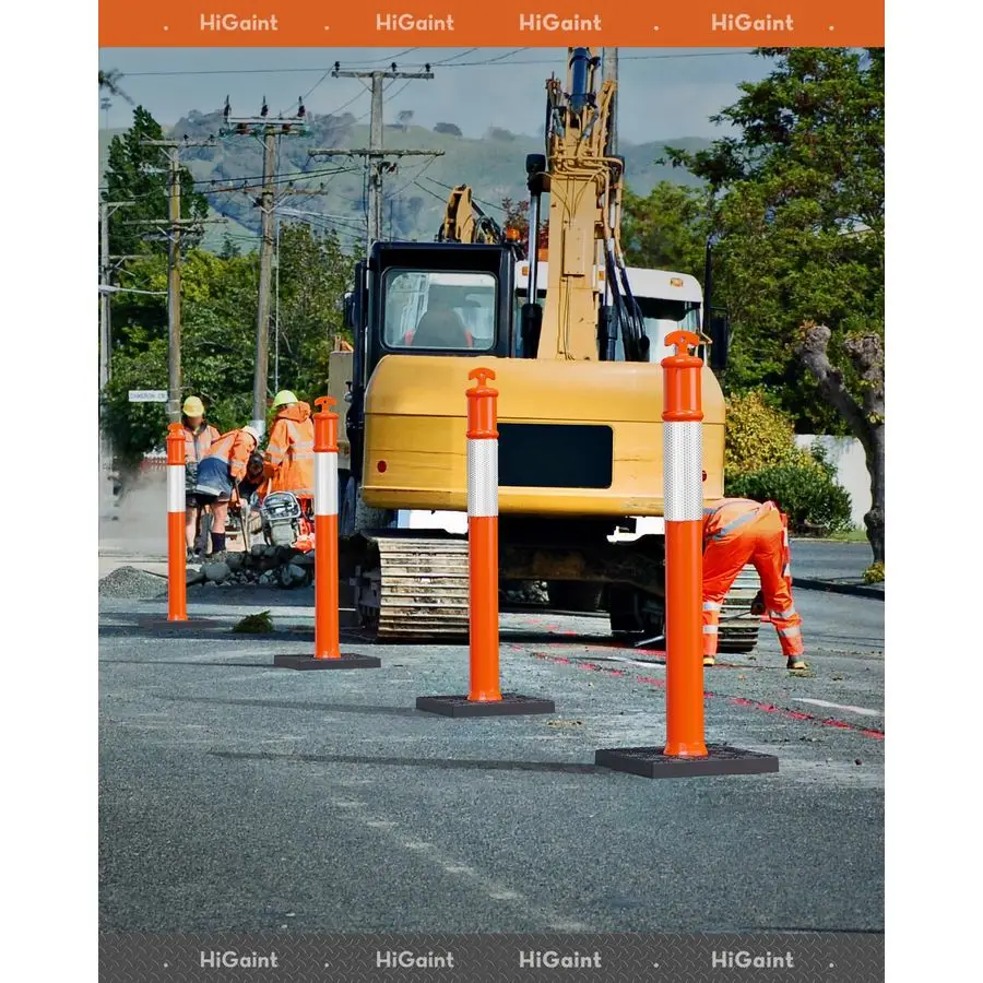 반사 스트립이 있는 하이자이언트 45 교통 표지판 포스트, 주차장 및 공사 구역용 주황색 표지판 포스트 콘