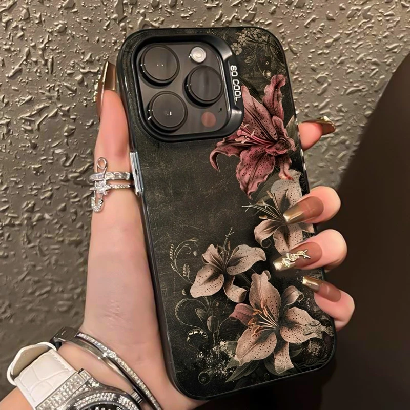 

Exquisite Retro Floral Pattern Laser Phone Case for Samsung Galaxy S25 S24 S23 S22 S21 Ultra Plus FE A56 A55 A54 A53 A52 Cover