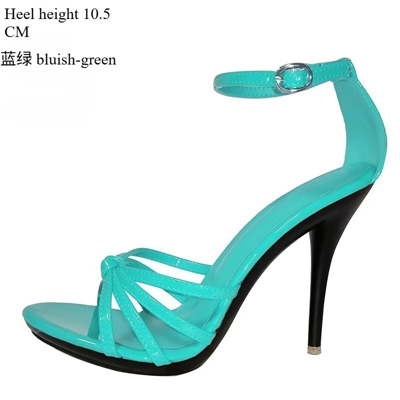 Summer OpenToe High Heel Ankle-Wrap Women's Sandals 10cm Wedding Party Thin Heel Heels Red Narrow Band Stilettos Large-size 43 - view 4