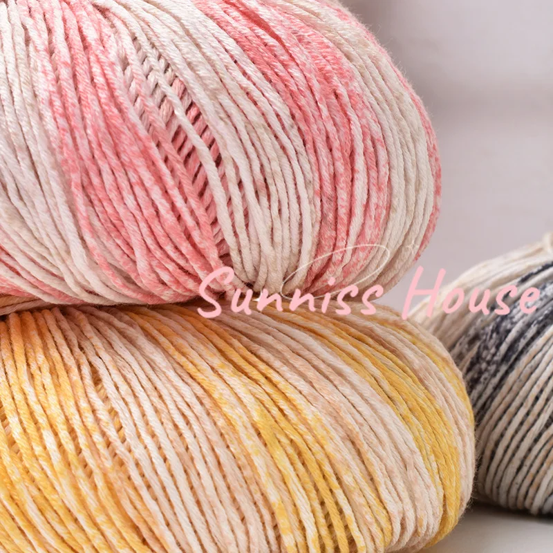 Cor Seção Dyeing Yarn, Múltiplos Fios de Lã, Fio 100% Algodão, Fio Trançado DIY, Bola Tingida por Pulverização, 50g