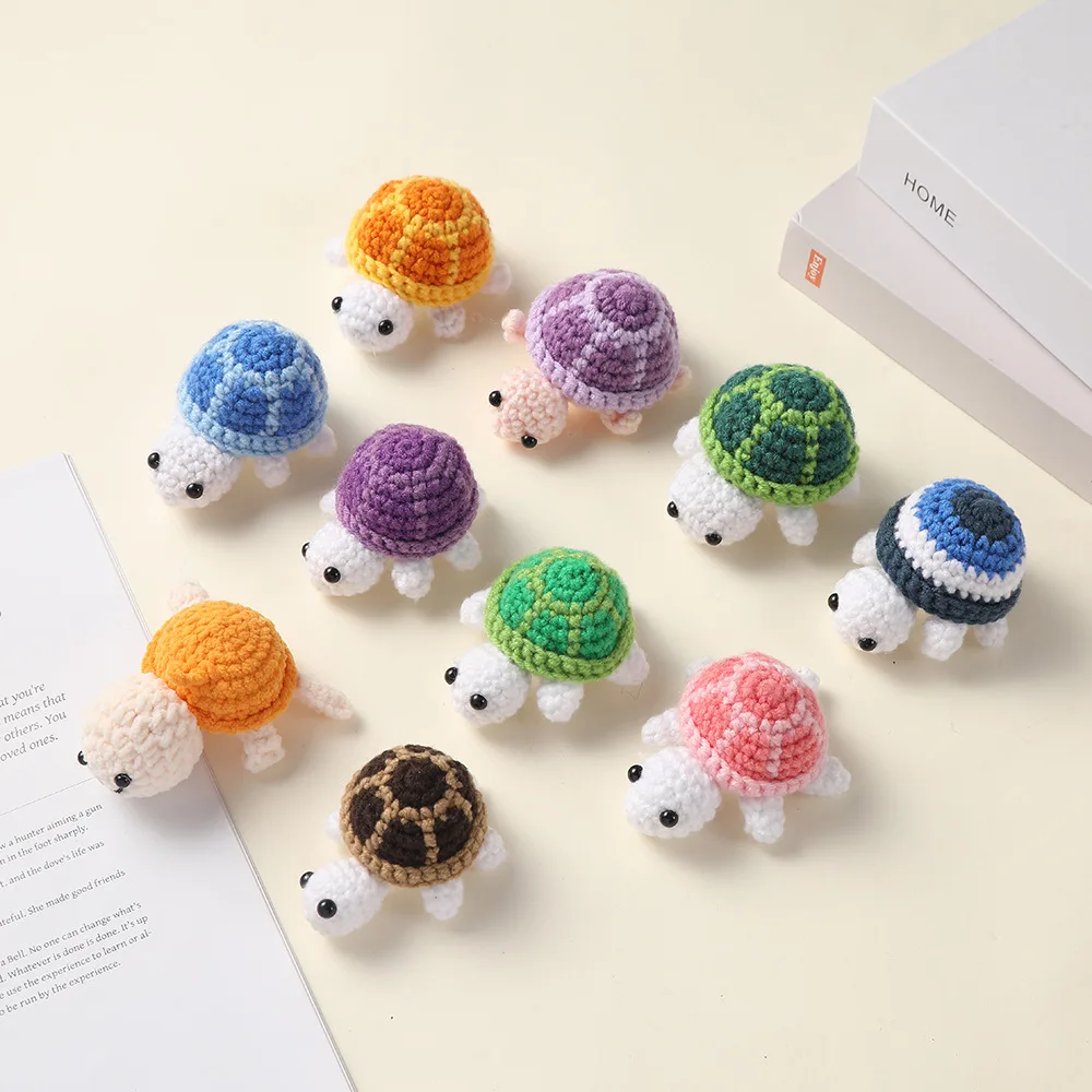 Handmade Crochet Turtle Keychain Cute Knitted Animal Pendant Bag Charm Multicolor Woven Accessory For Diy Decoration Wholesale