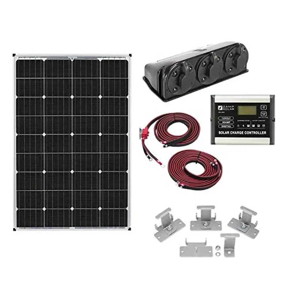 115-Watt Roof Mount Solar Panel Kit with Digital Charge Controller Expandable Up to 510 Watts Monocrystalline Silicon High