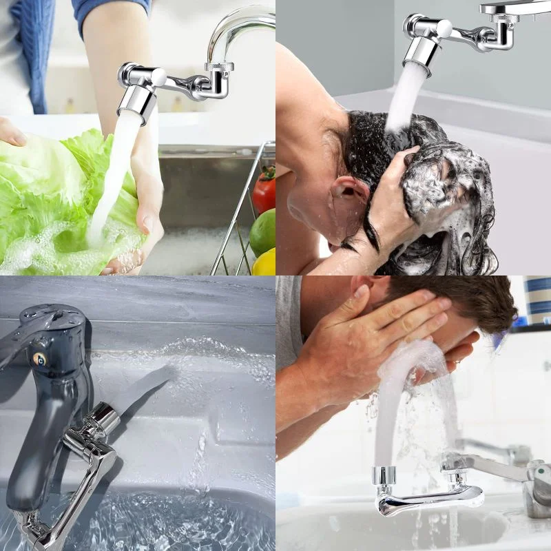 Robotic Arm Kitchen Faucet Aerator 1080° Rotation Extender Adapter Splash-proof Swivel Water Saving Plastic Faucet Spray Head