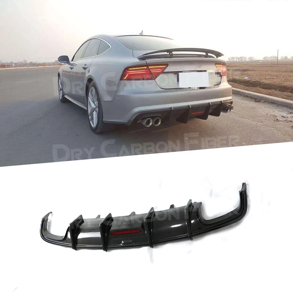 Carbon Fiber Rear Lip Diffuser Spoiler For Audi A7 S7 Sport 2016-2018 K Style FRP Car Bumper Protector FRP Car With Light